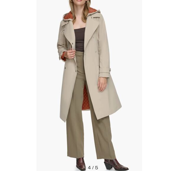Andrew Marc Water-Resistant Belted Trench Coat Hooded Women's Small - Picture 1 of 13